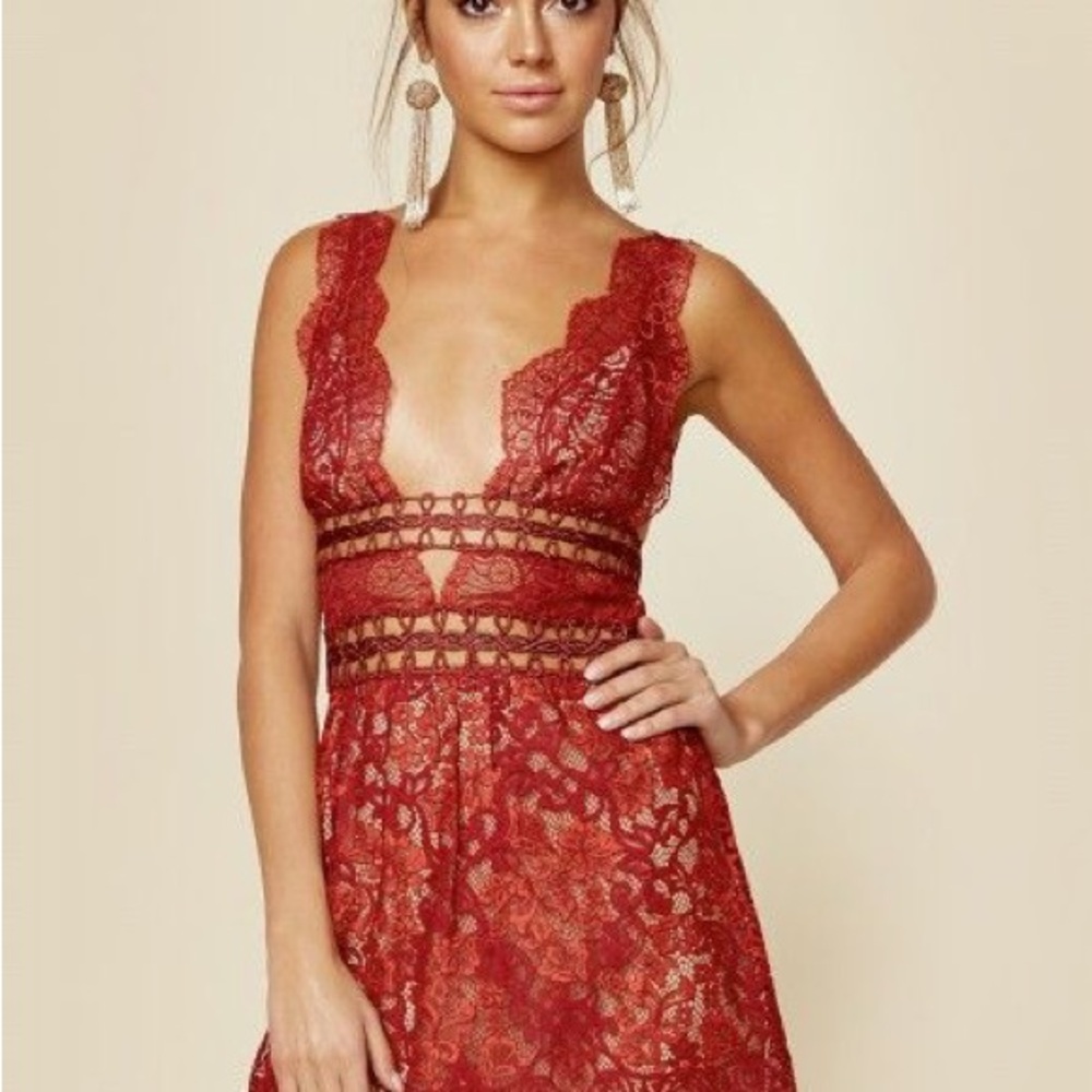 Elegant Red Lace Dress